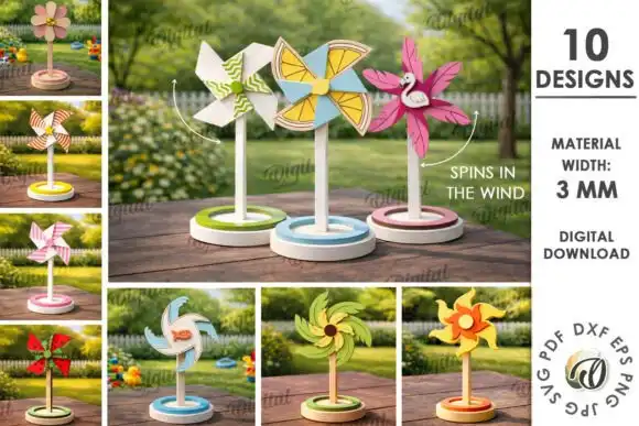 3D-Pinwheel-stands corte laser spiner reguiletes  10 diseños