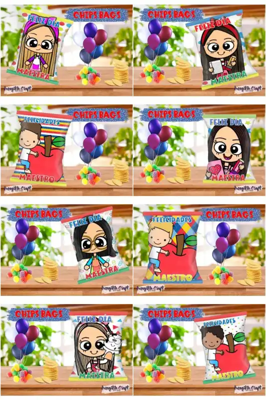 CHIPS BAGS MAESTRAS 10 diseños editables en powerpoint