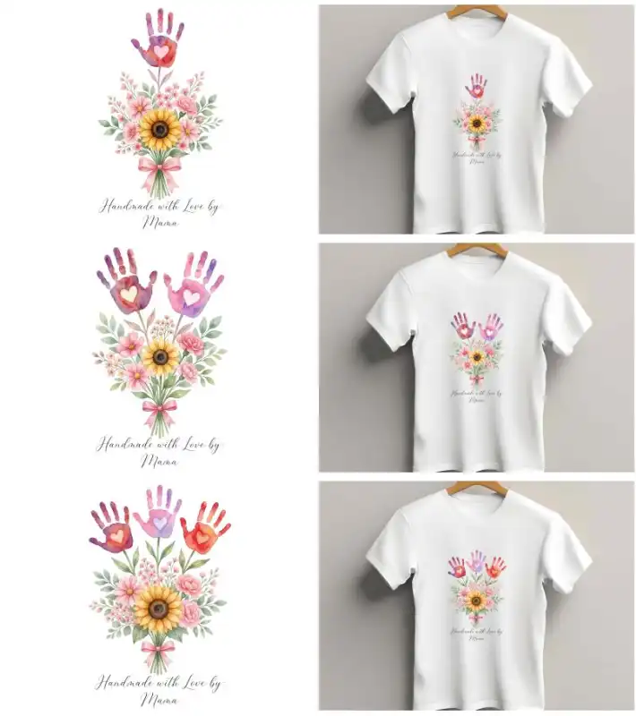 Manos flores girasol dia de las madres 3 plantillas png