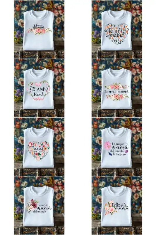 vECTORES Florales dia de la madre frases corazones 9 diseños