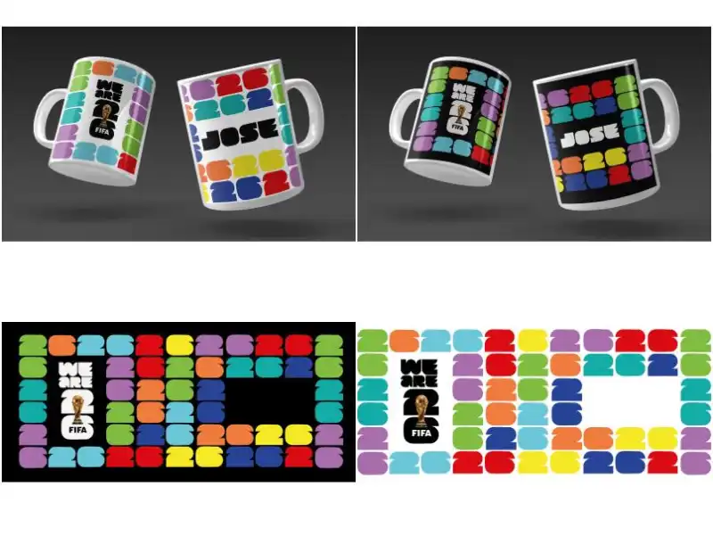 Taza Mundial FIFA Logo Editable Plantillas para sublimar