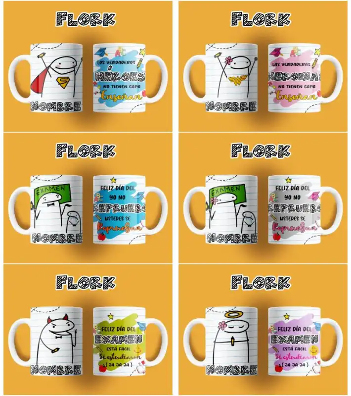 Flork dia del profesor 12 plantillas tazas maestro