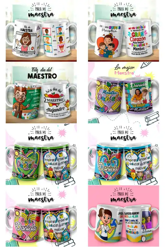 TAZAS MAESTRO 18 plantillas profesor editables psd maestras