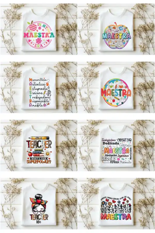 PACK PLAYERAS MIX MAESTRO teacher 25 diseños png