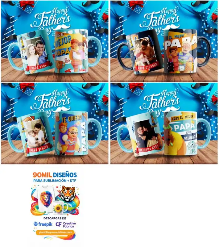 plantillas con foto dia del padre 10 diseños tazas editables