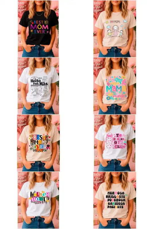 Día de la madre playeras 24 diseños png sublimacion dtf