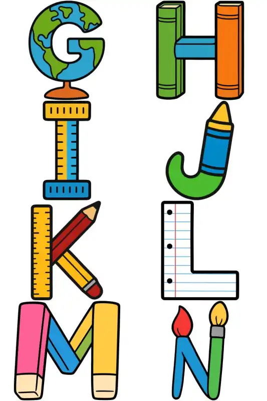 Abecedario escolar materias utiles escolares alfabeto png