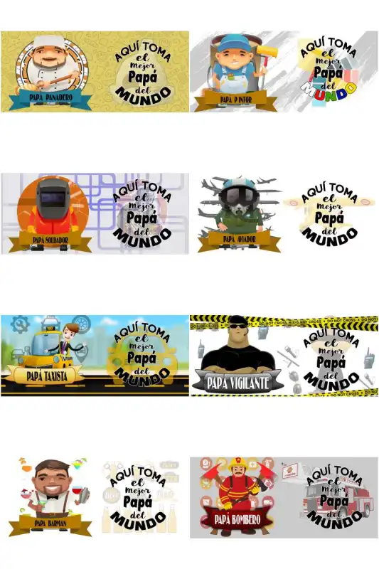 TAZAS PAPÁ 22 PROFESIONES plantillas editables dia del padre