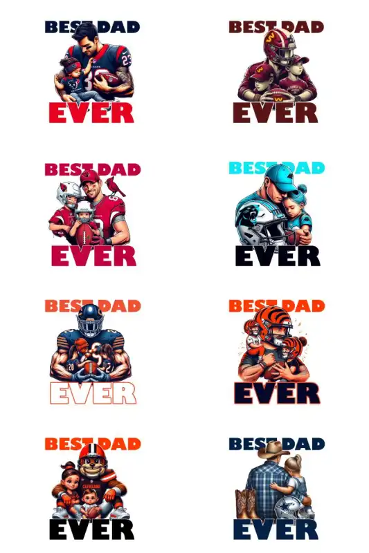 Dia del padre nfl dtf sublimacion 32 diseños padre e hijo