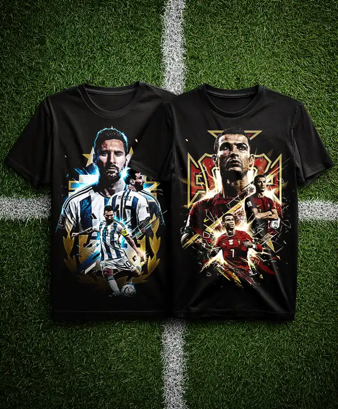 Messi - Ronaldo - Mundial 2 diseños semitonos DTF