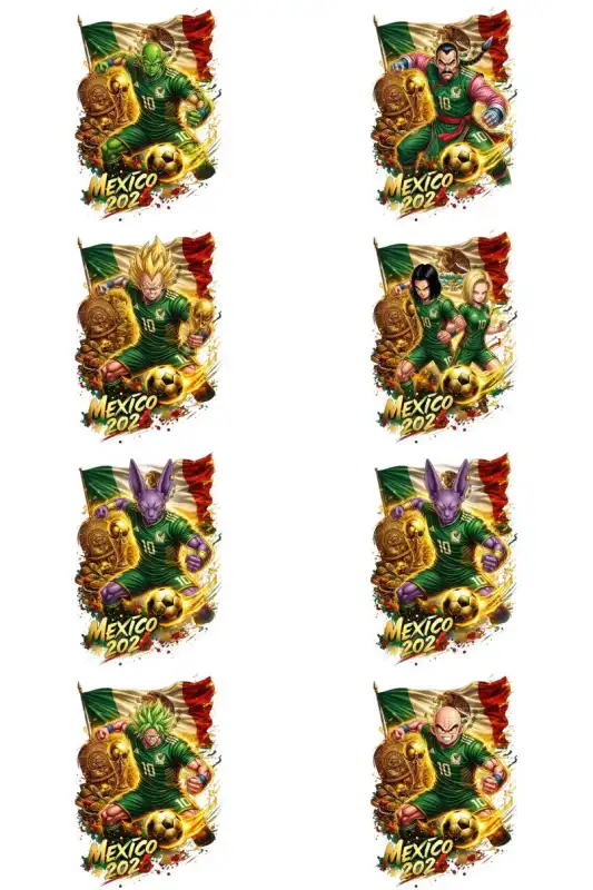 México - Mundial 2026 Anime Dragon Ball Naruto 19 diseños png