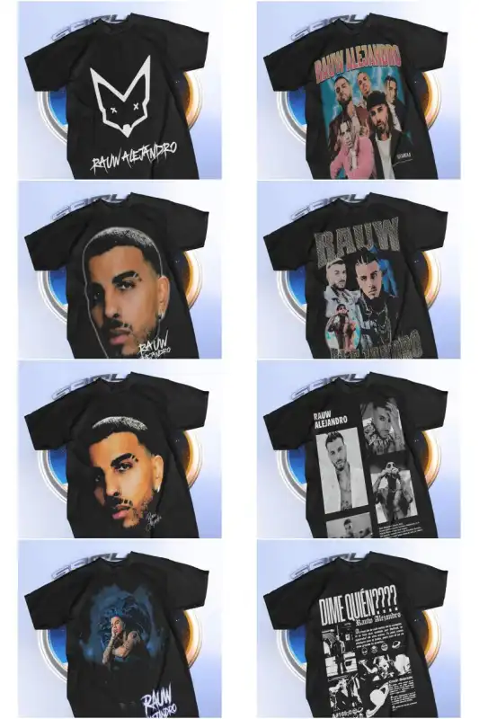 RAUW ALEJANDRO 15 DISEÑOS dtf sEMITONOS PNG Musica playeras