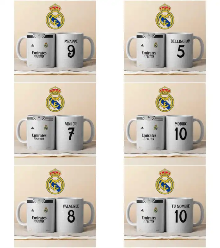 Real Madrid plantillas tazas playera sublimación futbol español