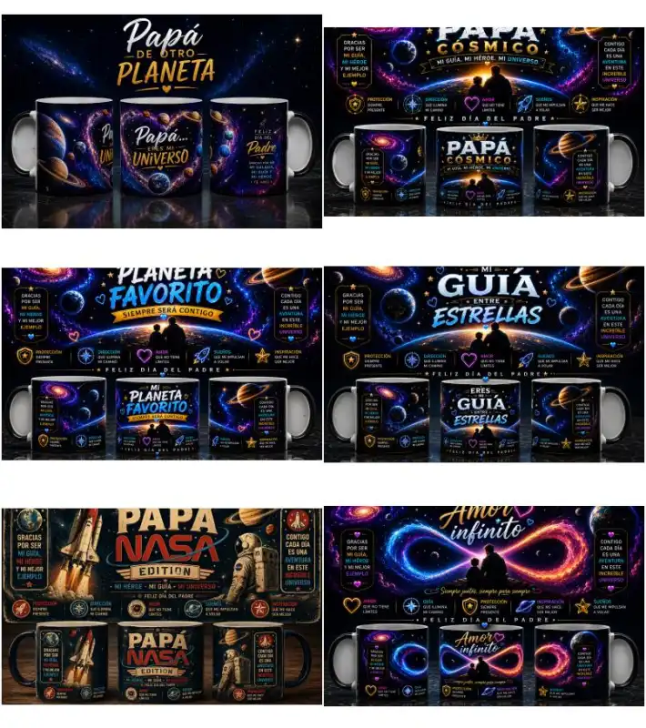 PAPÁ DE OTRO PLANETA 16 plantillas tazas