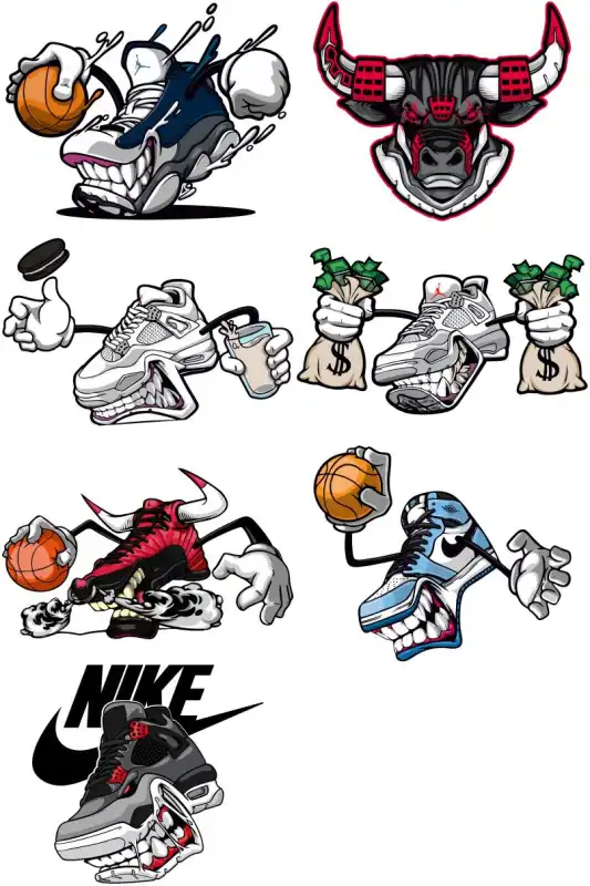 jordan sneakers monsters vectores 15 diseños ai png tenis