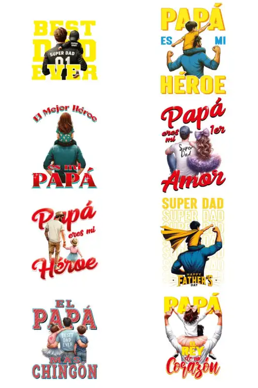 Dia del padre 17 plantillas dtf sublimacion - PAPÁ MI HEROE