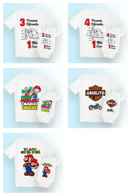 Día del padre PLAYERA BEBE DUO 15 diseños pañaleros vectores