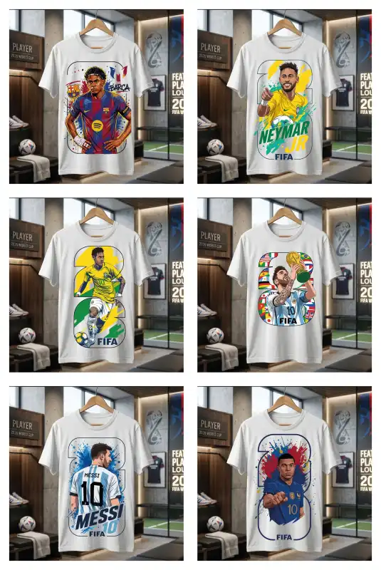 FUTBOLISTAS FAMOSOS Estrellas MUNDIAL vectores 15 diseños Messi Ronaldo