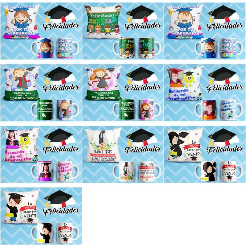 Cojines, Tazas, Chips Bags, Graduaciones, Egresaditos,  Plantillas Sublimar