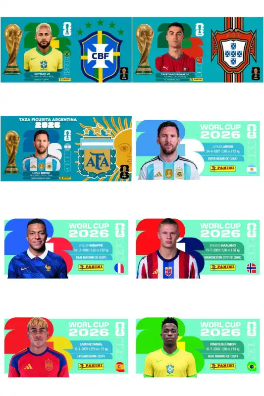 Estrellas Mundialistas Jugadores 12 plantillas Messi Cr7 HAALAND Neymar