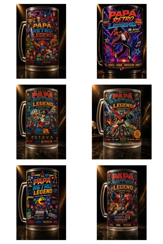 JARROS Tarros Caricaturas RETRO LEGENDS 17 plantillas Sublimacion