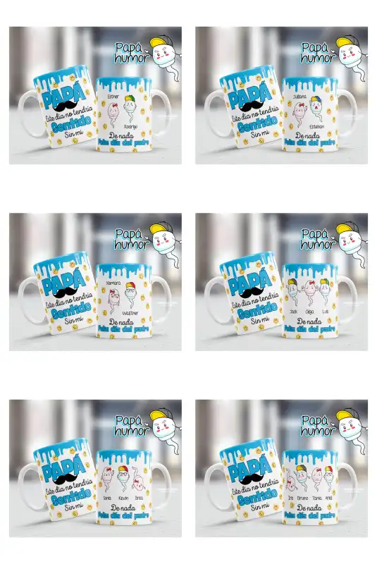 Plantillas Espermitas dia del padre humor 18 diseños png tazas
