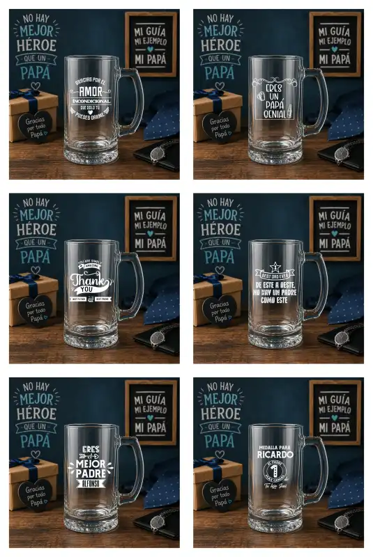 JARROS CHOPP tazas DIA DEL PADRE MENSAJES 10 plantillas
