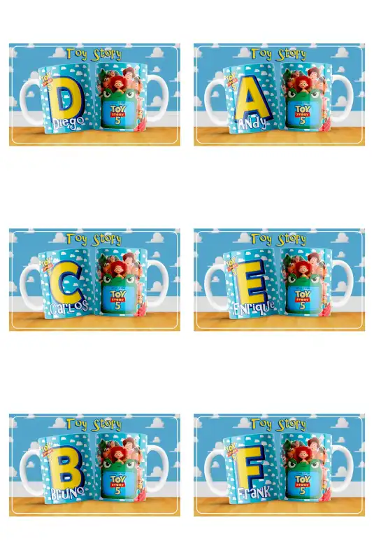 Alfabeto abecedario Toy story plantillas taza