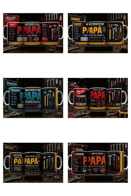 Herramientas de papa pinzas llaves tazas sublimacion 11 plantillas