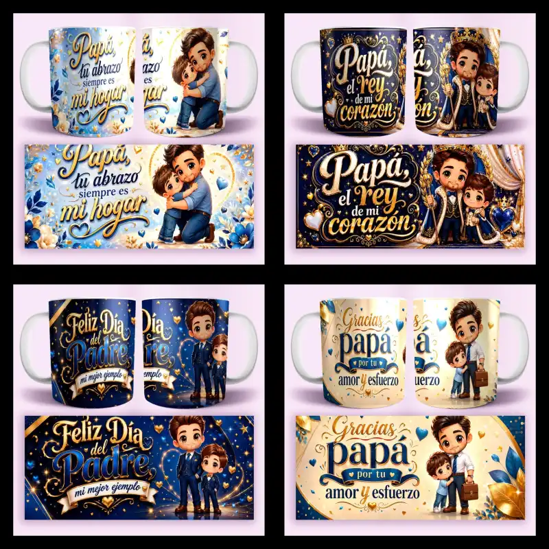 Padre e hijo frases 10 plantillas tazas sublimar