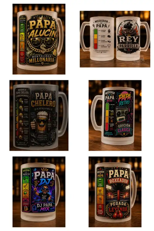 Tarros jarros Cerveza Plantillas dia del padre 19 diseños termómetro