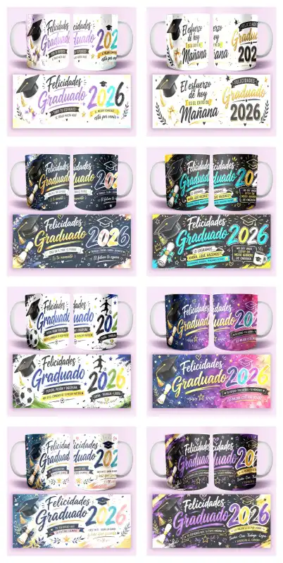 Frases Graduaciones 2026 Tazas 10 plantillas sublimar