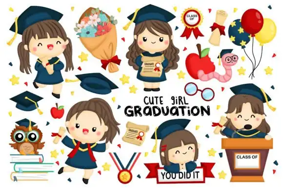 Niña graduaciones gradudada png clipart