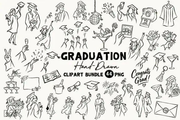 Graduacion dibujo a mano 44 diseños graduados png