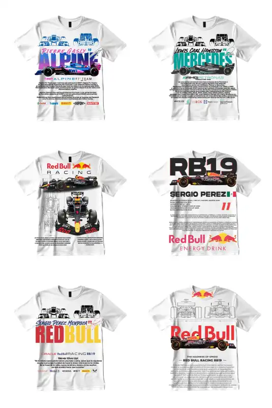 Plantillas Formula Uno F1 10 diseños sublimacion png playeras