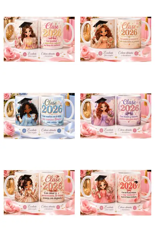 Plantillas Graduadas Graduacion egresadas GRATIS 10 diseños tazas
