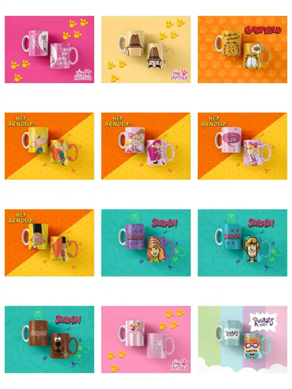 plantillas caricaturas 50 diseños DIBUJOS ANIMADOS RETRO tazas