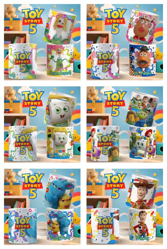 plantillas Toy story 5 nuevos personajes tazas 13 diseños sublimacion