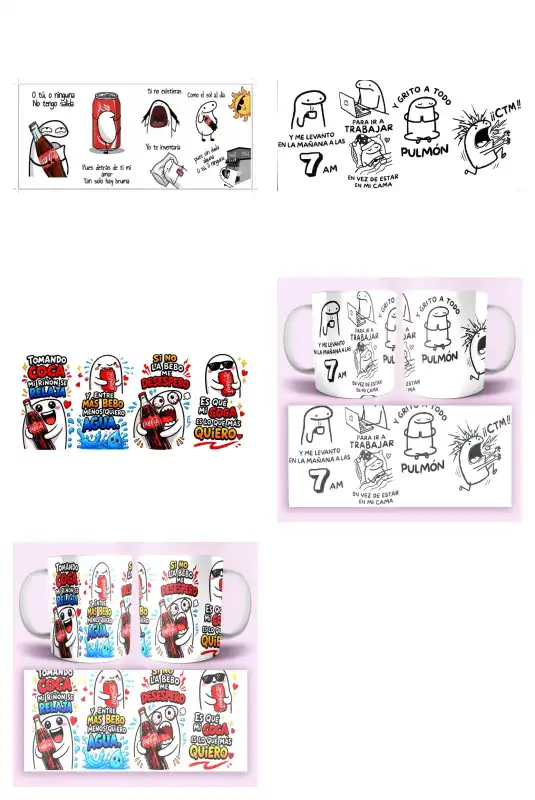Tomando Coca mi riñon se relaja Flork 3 plantillas tazas