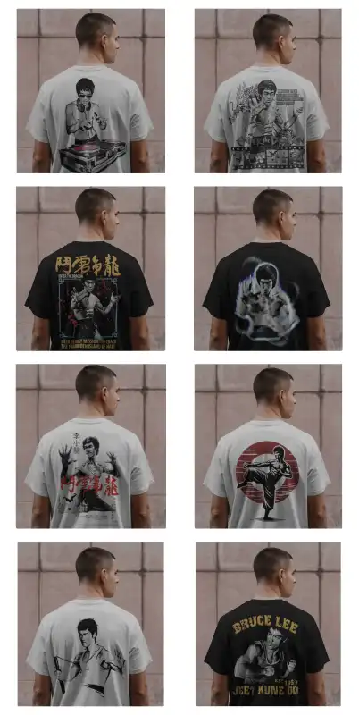Bruce Lee Karate Semitonos DTF Playeras 8 diseños png