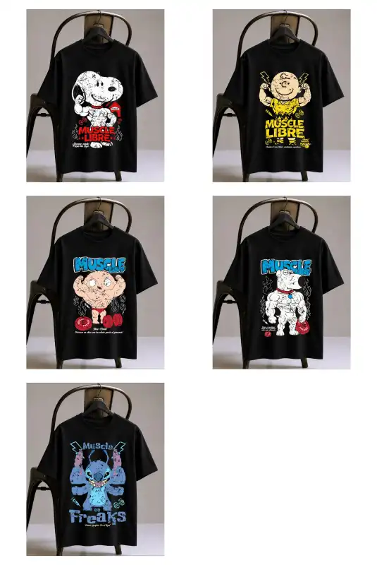 Caricaturas - Gym personajes 5 DISEÑOS dtf pLAYERAS