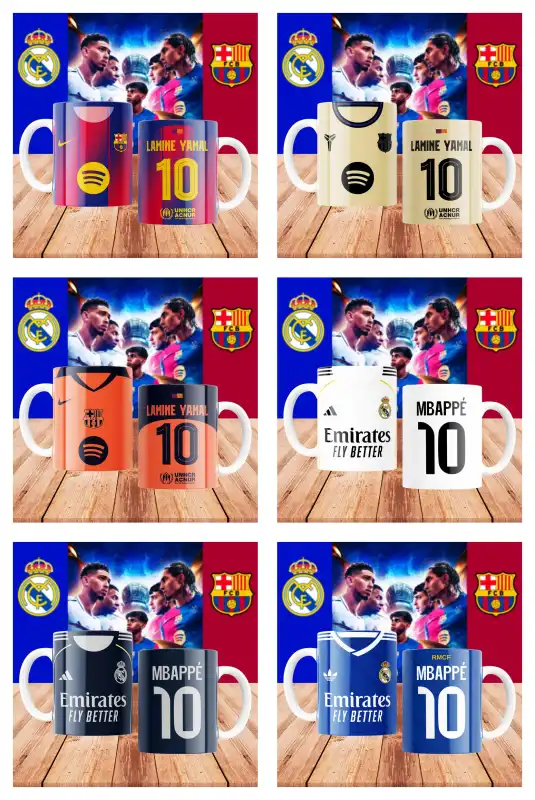 FUTBOL CLASICOS Españoles plantillas tazas España 6 diseños