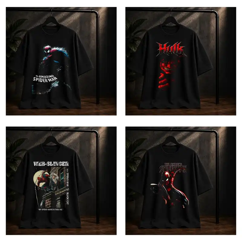 playeras spiderman 4 plantillas dtf semitonos png