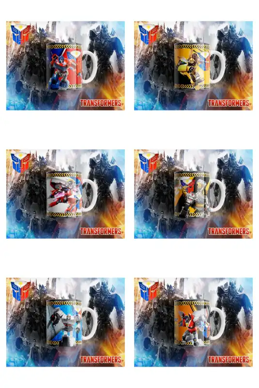 plantillas Transformers tazas editables photoshop 10 diseños
