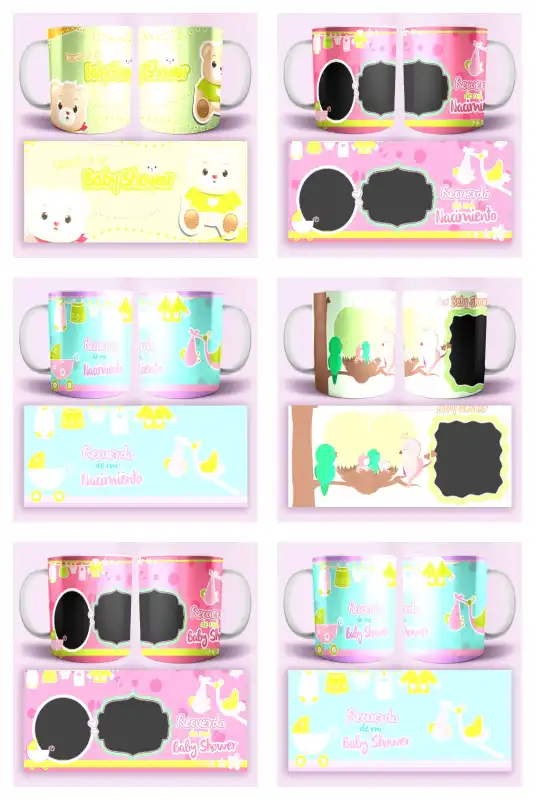 plantillas baby shower tazas 6 diseños sublimar