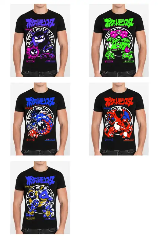 Pokemon 5 DISEÑOS PLAYERAS semitonos DTF