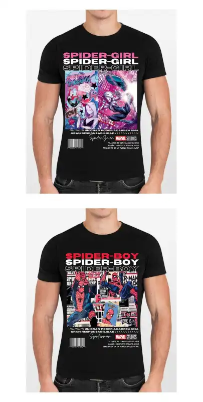 spider girl spider boy Playera DTF Plantilla duo