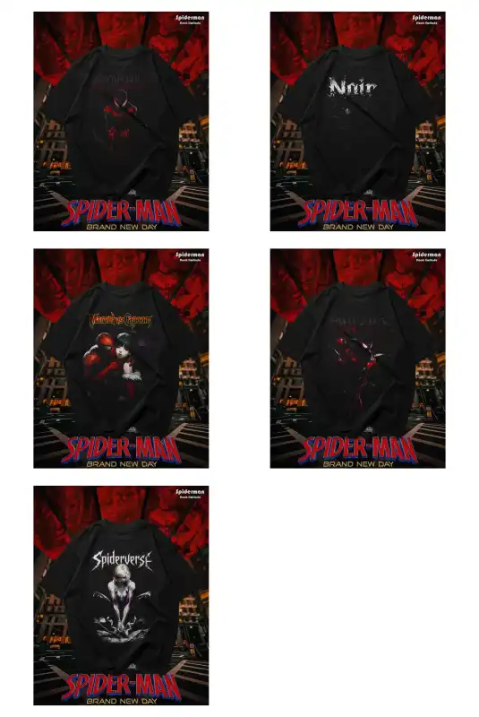 spiderman brand new day  5 diseños semitonos DTF Playeras