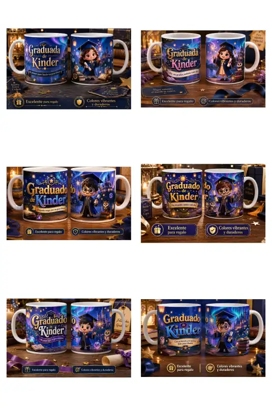 Graduaciones Kinder preescolar harry potter 10 plantillas tazas