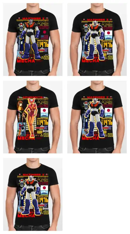 mazinger Z playera negra y blanca dtf y sublimacion png